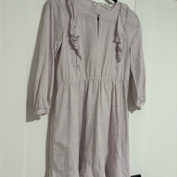 Madewell Ruffle Shoulder Mini Dress Lavender Heather Botanical Size 00 - Picture 3 of 7